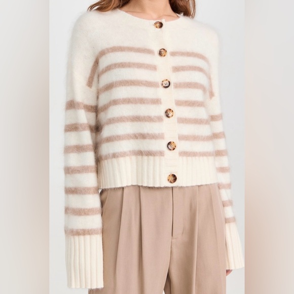 La Ligne Sweaters - La Ligne Striped Brushed Cashmere Cardigan Sweater Small Loose Winter Cozy
